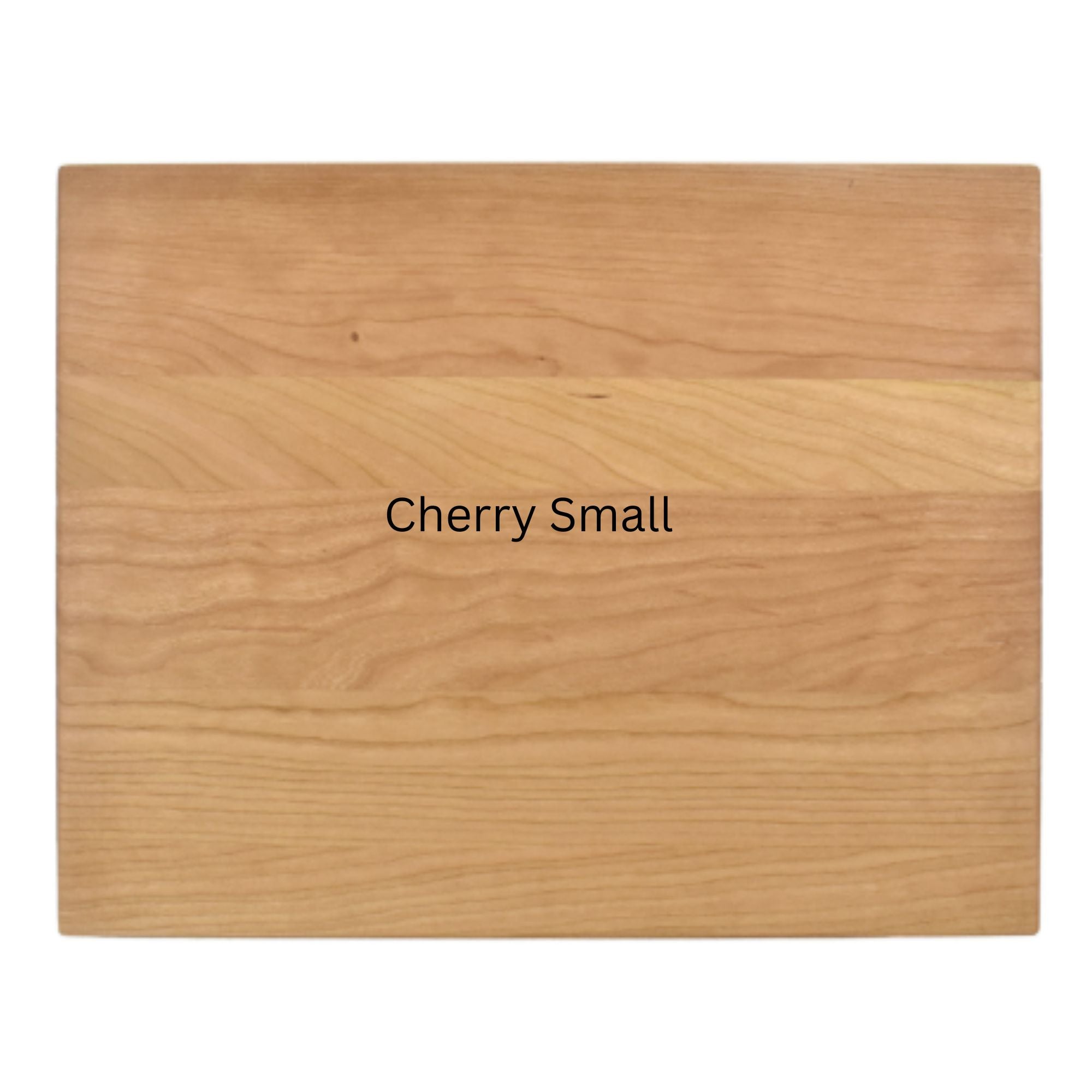 Wooden cutting board labeled 'Cherry Small' on a white background