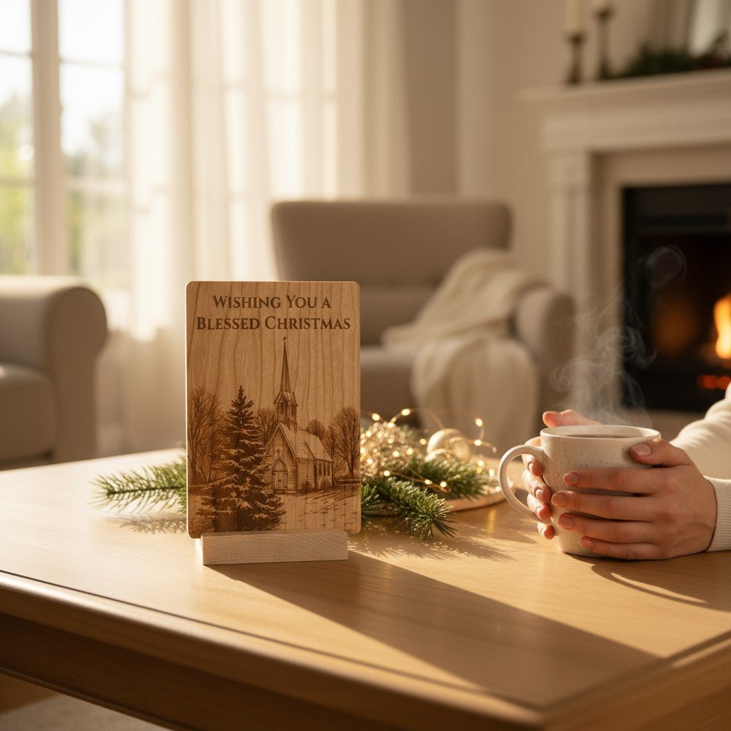 Have a Blessed Christmas Wooden Keepsake Card – Solid Maple or Cherry - The Honeysuckle Porch