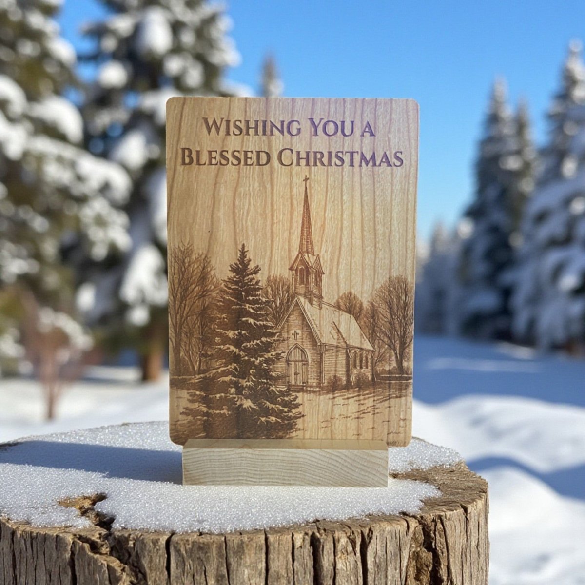 Have a Blessed Christmas Wooden Keepsake Card – Solid Maple or Cherry - The Honeysuckle Porch