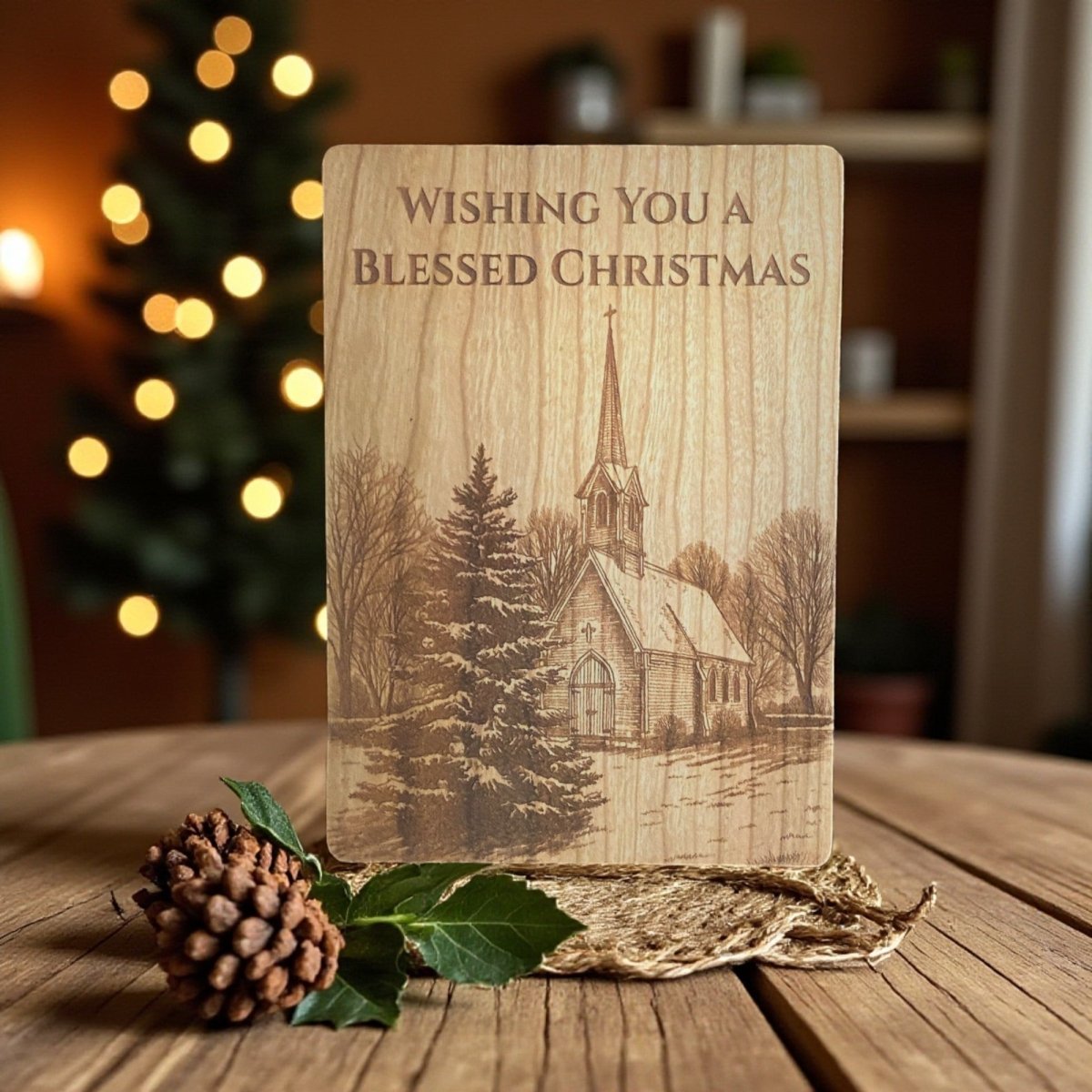 Have a Blessed Christmas Wooden Keepsake Card – Solid Maple or Cherry - The Honeysuckle Porch