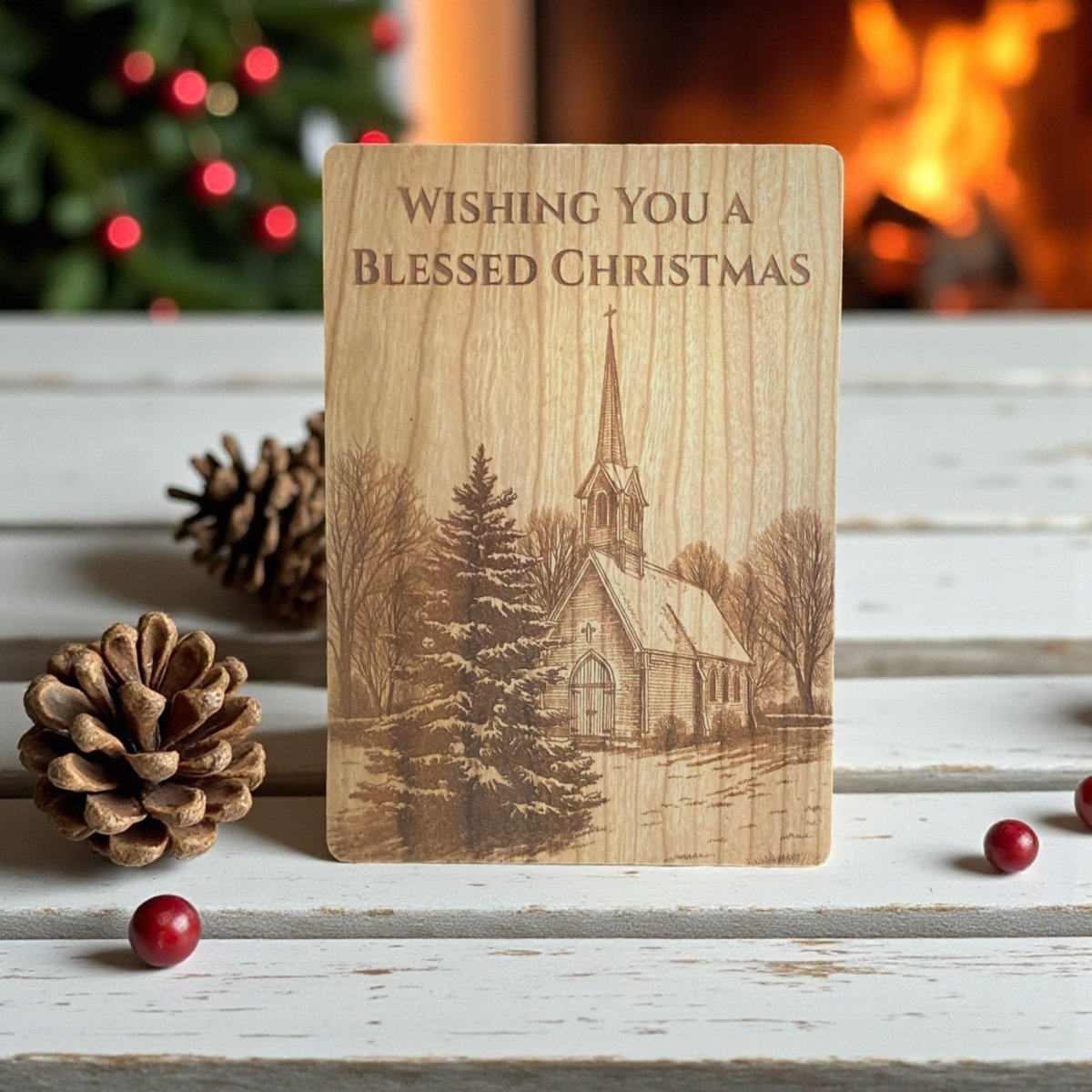 Have a Blessed Christmas Wooden Keepsake Card – Solid Maple or Cherry - The Honeysuckle Porch
