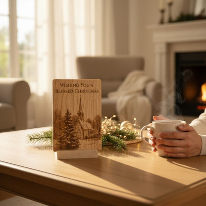 Have a Blessed Christmas Wooden Keepsake Card – Solid Maple or Cherry - The Honeysuckle Porch