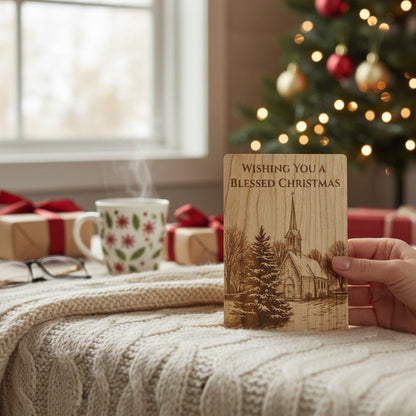 Have a Blessed Christmas Wooden Keepsake Card – Solid Maple or Cherry - The Honeysuckle Porch