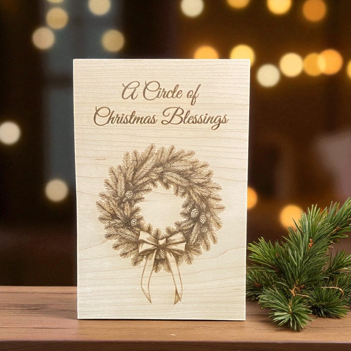 A Circle of Christmas Blessings – Wooden Keepsake Card (Maple or Cherry) - The Honeysuckle Porch