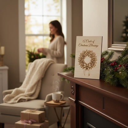 A Circle of Christmas Blessings – Wooden Keepsake Card (Maple or Cherry) - The Honeysuckle Porch