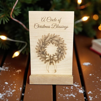 A Circle of Christmas Blessings – Wooden Keepsake Card (Maple or Cherry) - The Honeysuckle Porch