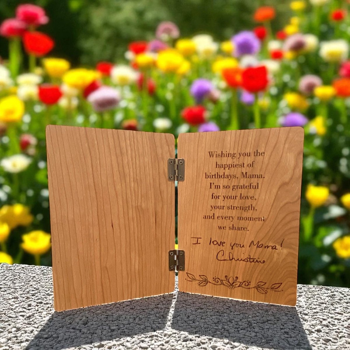 Personalized Hinged Wooden Keepsake Card – Solid Hardwood - The Honeysuckle Porch