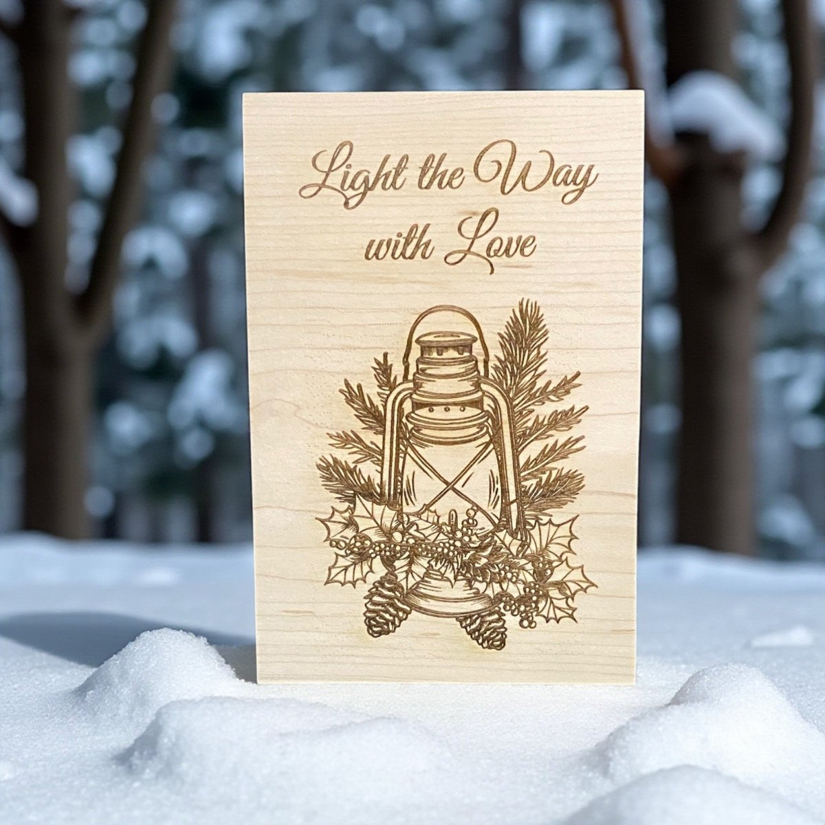 Light the Way with Love – Wooden Keepsake Card (Maple or Cherry) - The Honeysuckle Porch