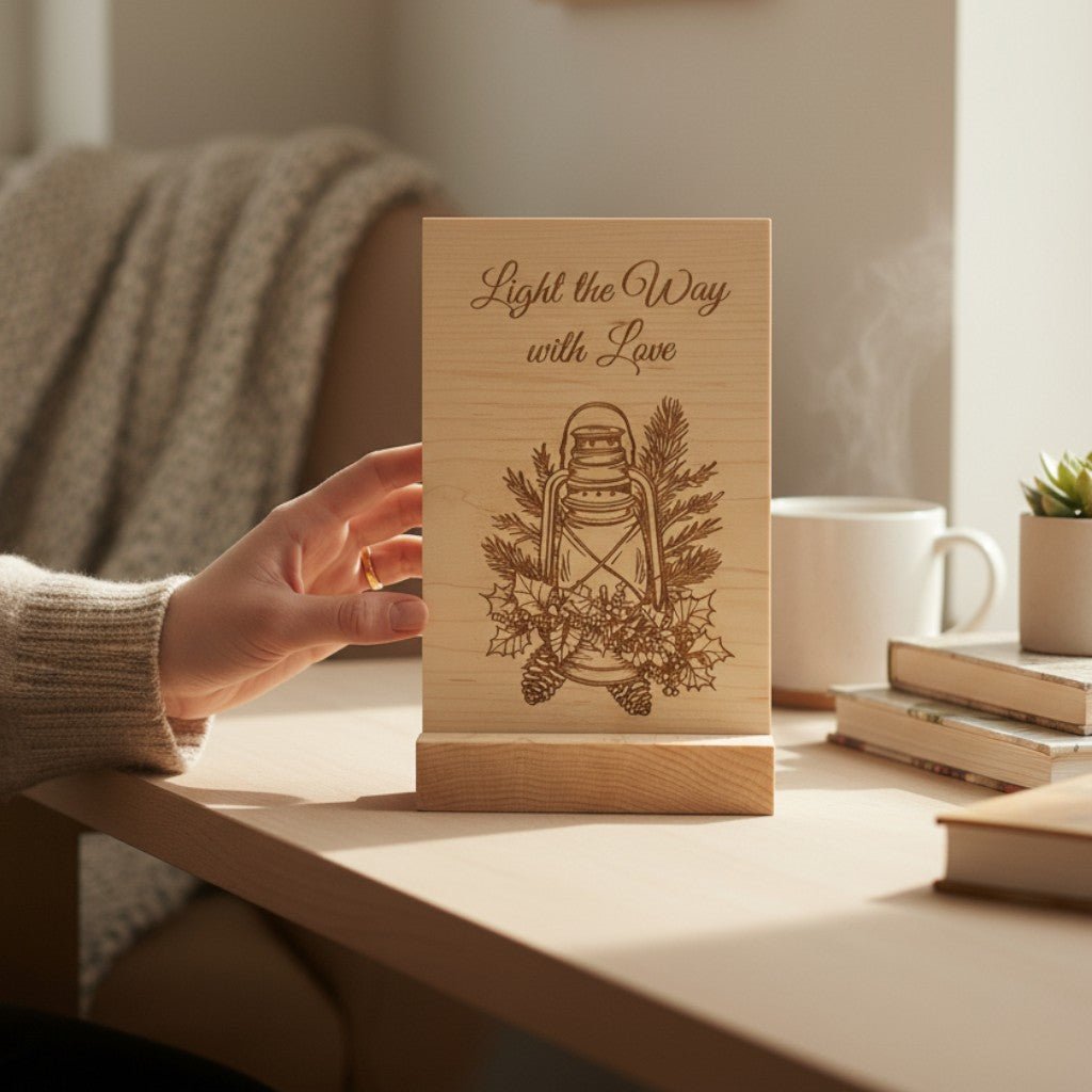 Light the Way with Love – Wooden Keepsake Card (Maple or Cherry) - The Honeysuckle Porch